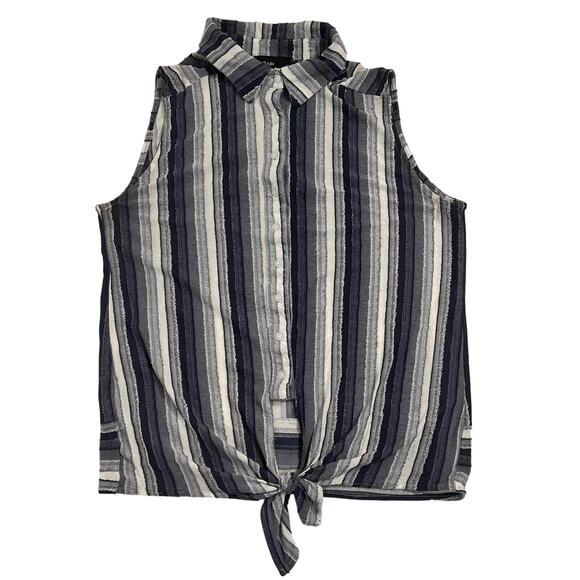 Rain Blue and White Striped Sleeveless Blouse Size Medium - Picture 2 of 7